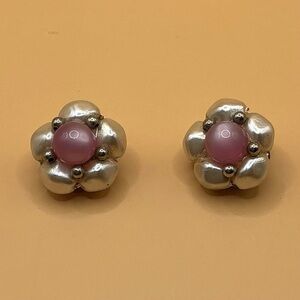 Faux Pearl Cluster Clip-On Vintage Earrings